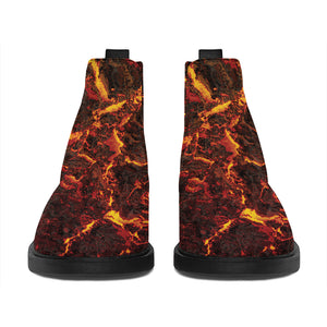 Molten Lava Print Flat Ankle Boots