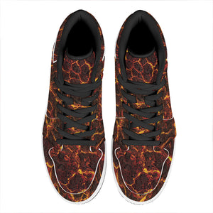 Molten Lava Print High Top Leather Sneakers