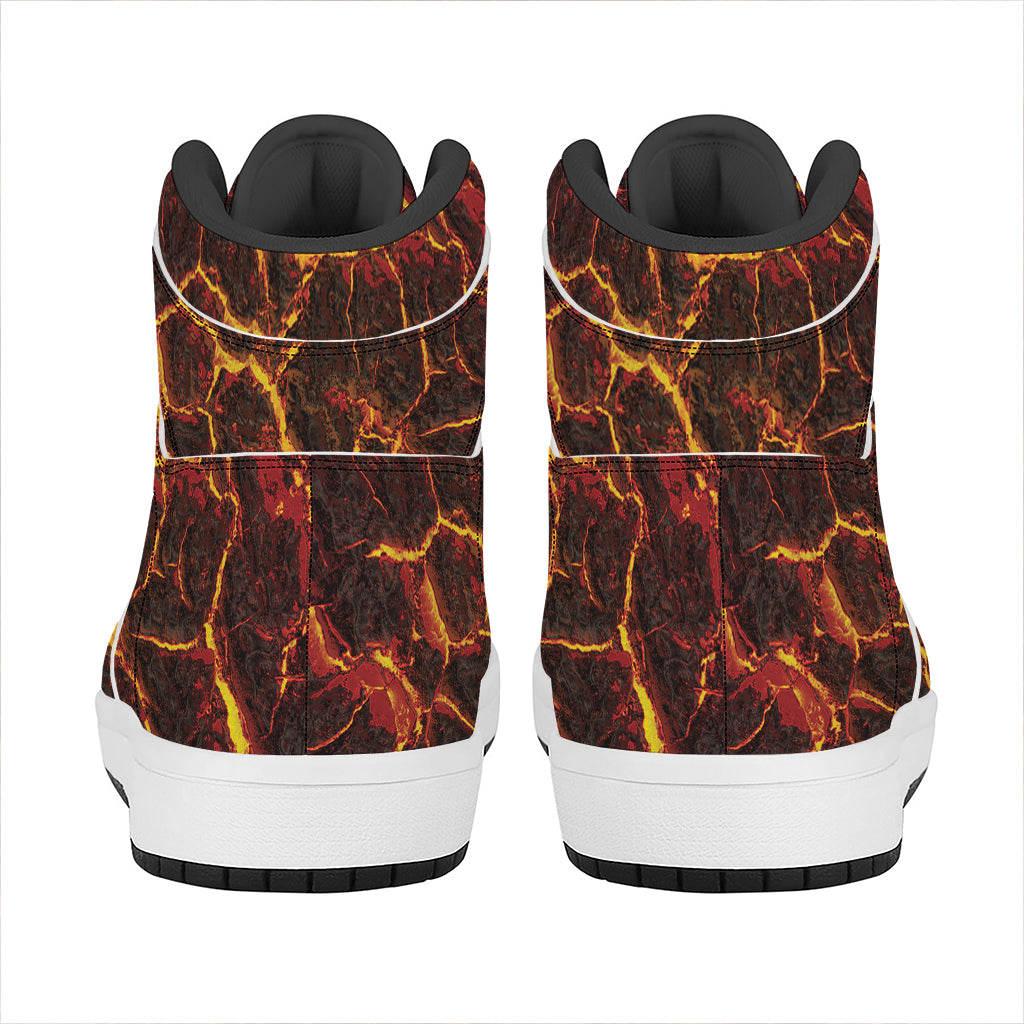 Molten Lava Print High Top Leather Sneakers