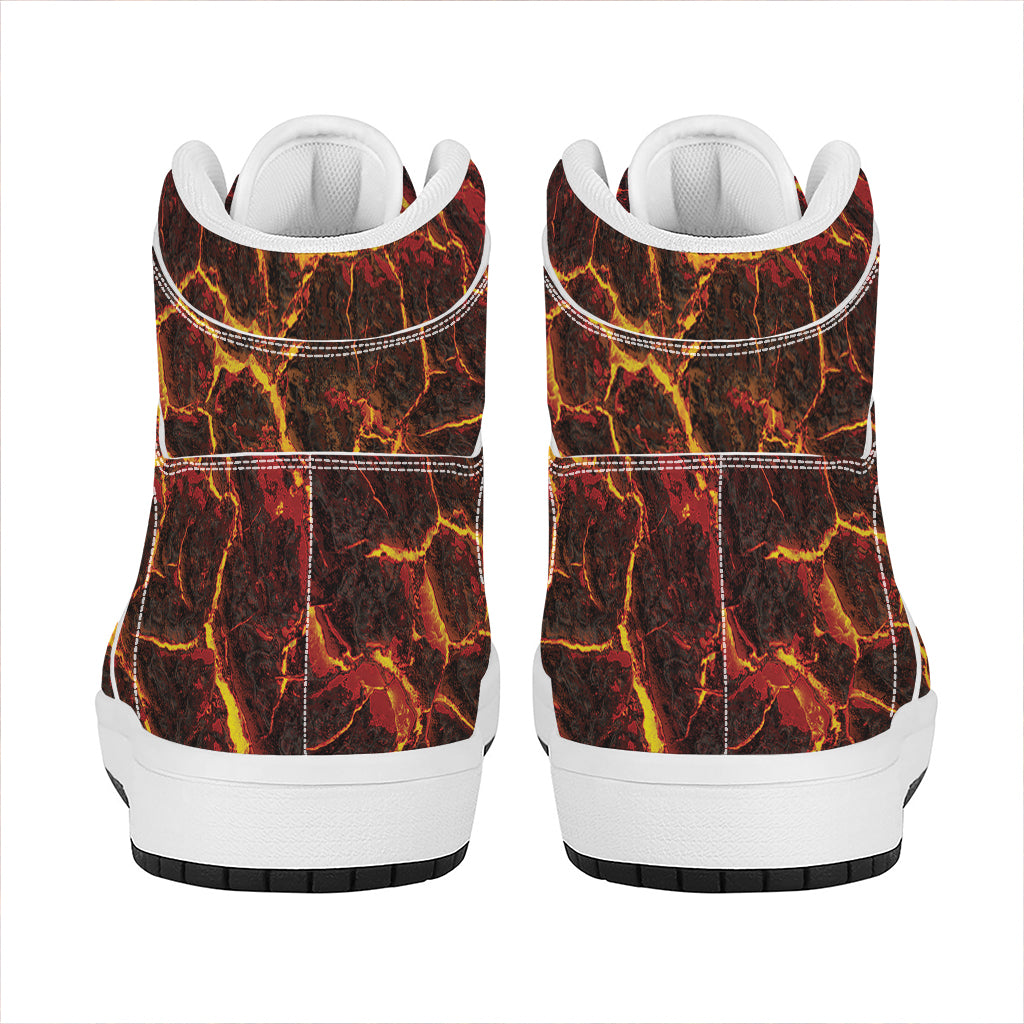 Molten Lava Print High Top Leather Sneakers