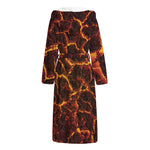 Molten Lava Print Hooded Bathrobe