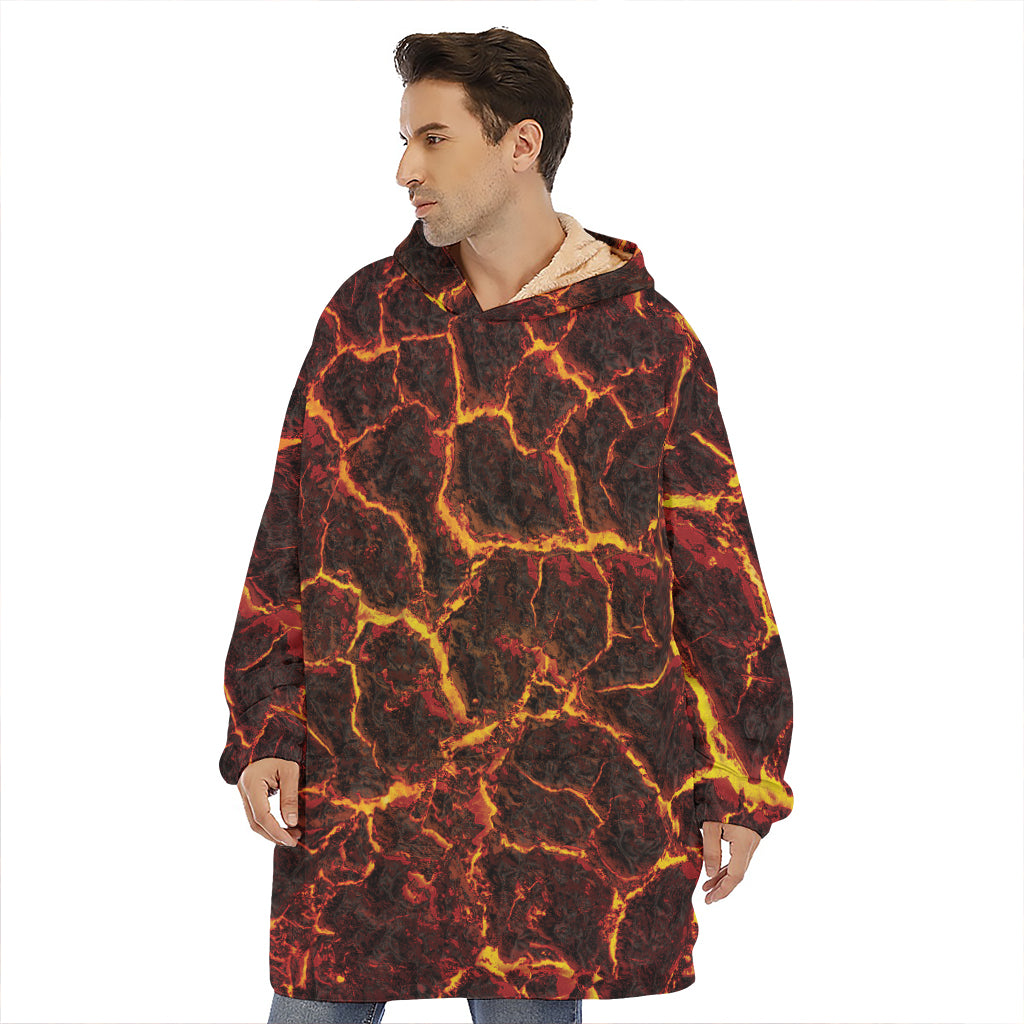 Molten Lava Print Hoodie Blanket