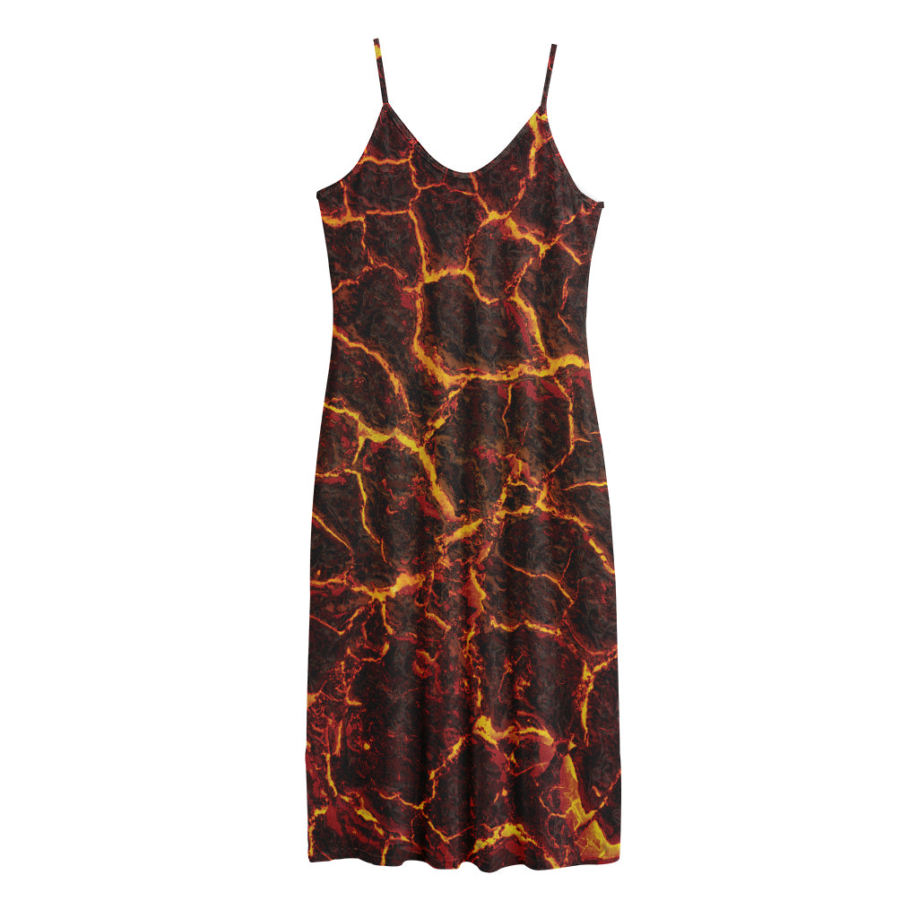 Molten Lava Print Jersey Midi Cami Dress