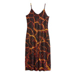 Molten Lava Print Jersey Midi Cami Dress