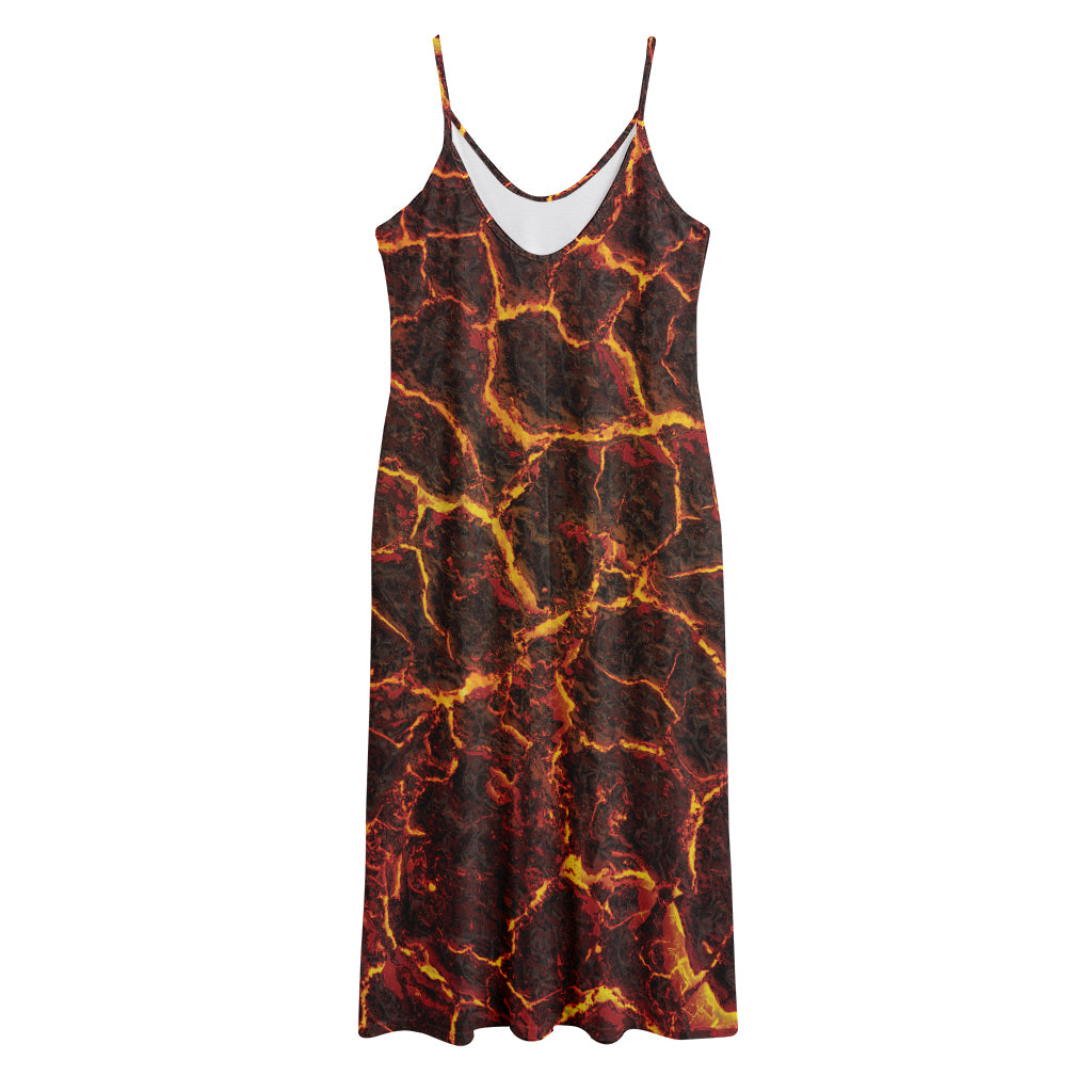 Molten Lava Print Jersey Midi Cami Dress