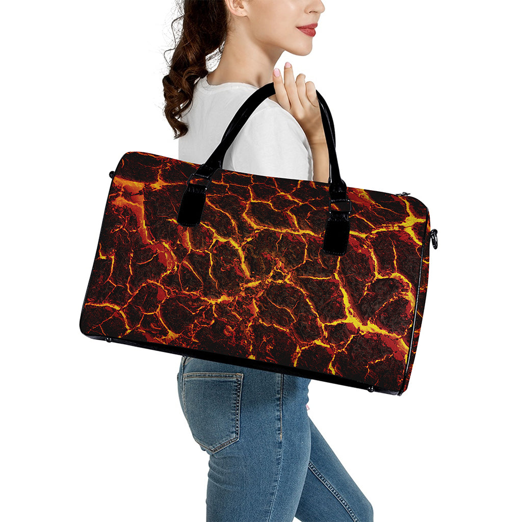 Molten Lava Print Leather Duffle Bag