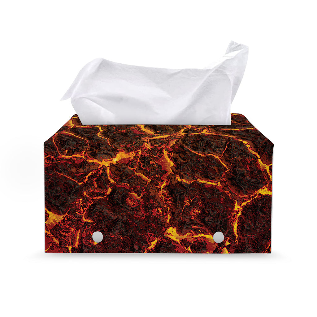Molten Lava Print Leather Tissue Box Cover