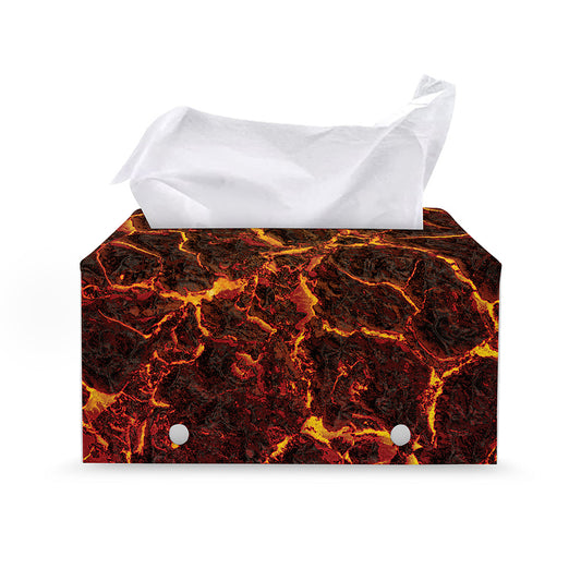 Molten Lava Print Leather Tissue Box Cover