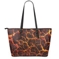 Molten Lava Print Leather Tote Bag With Zipper