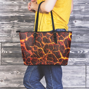 Molten Lava Print Leather Tote Bag