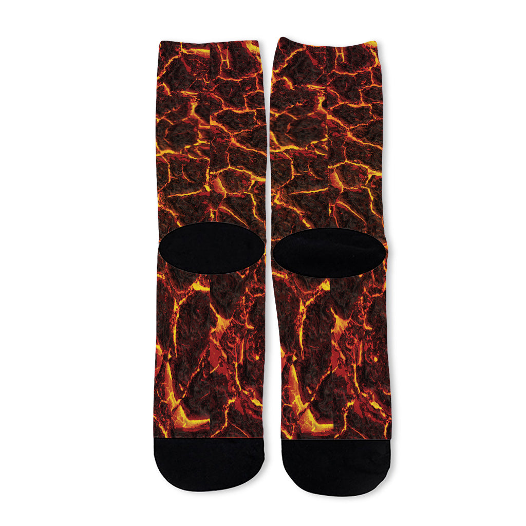 Molten Lava Print Long Socks