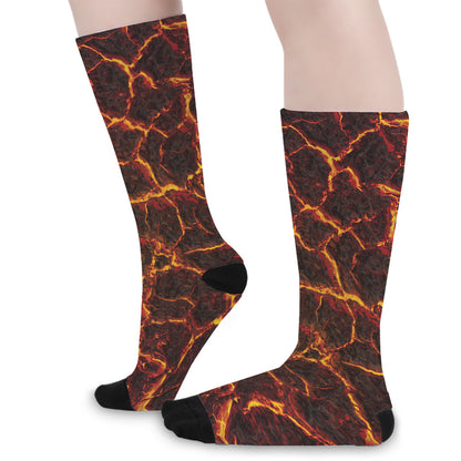 Molten Lava Print Long Socks