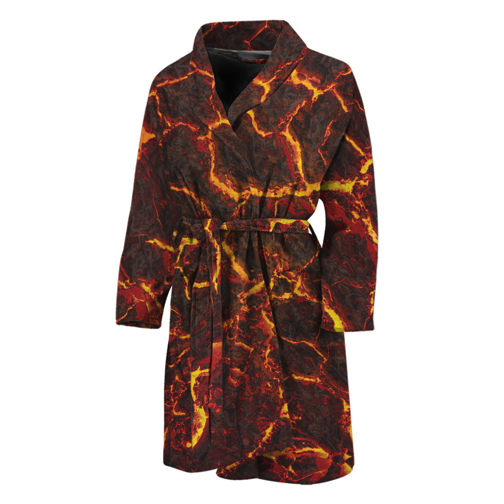 Molten Lava Print Men's Bathrobe