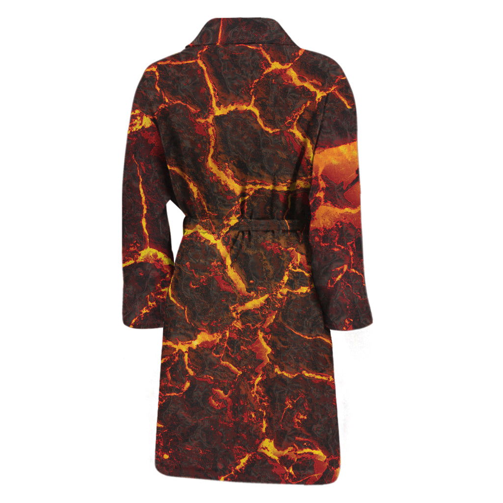 Molten Lava Print Men's Bathrobe