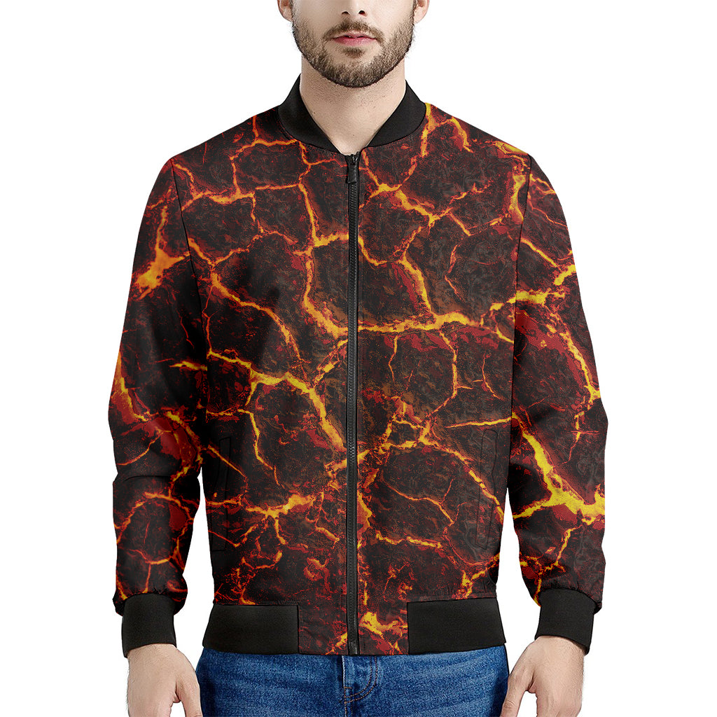 Molten Lava Print Men's Bomber Jacket