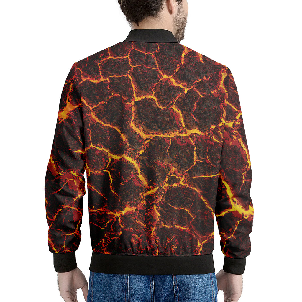 Molten Lava Print Men's Bomber Jacket