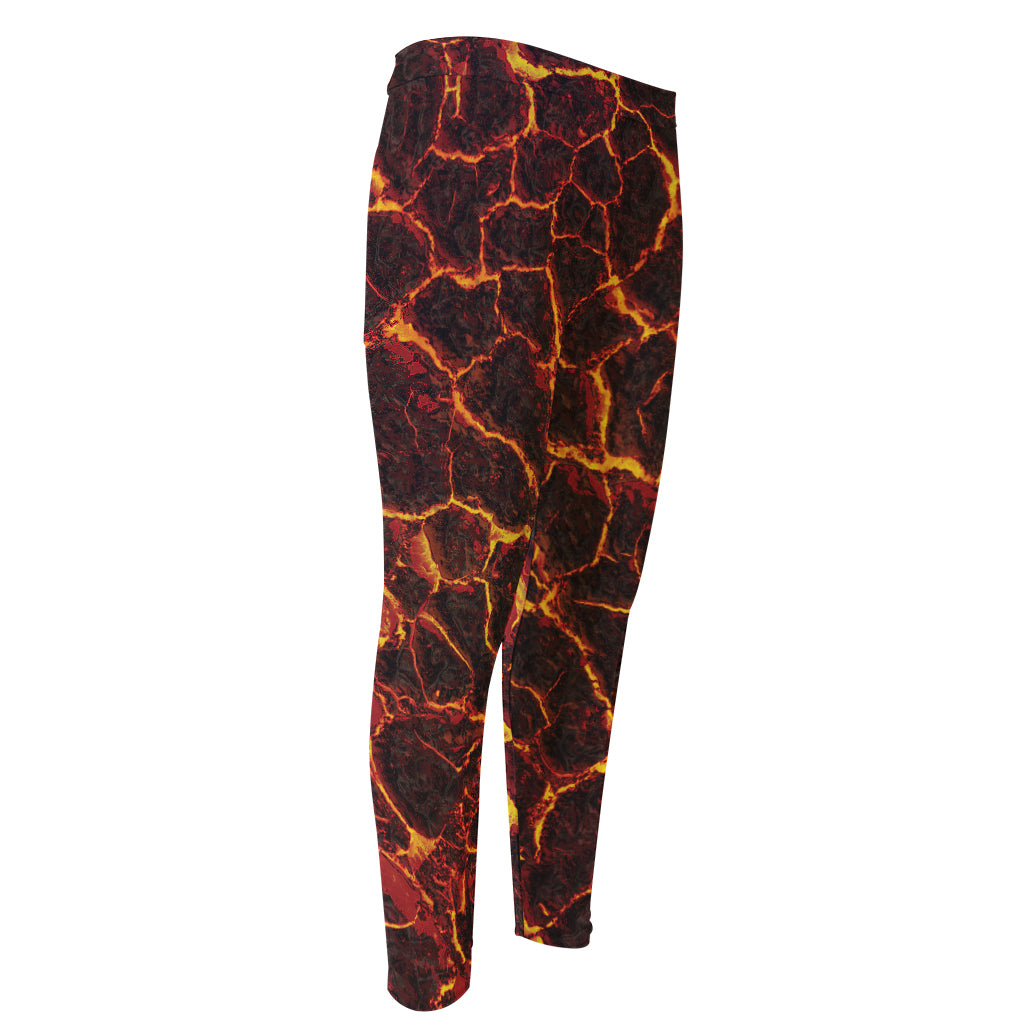 Molten Lava Print Men's Compression Pants