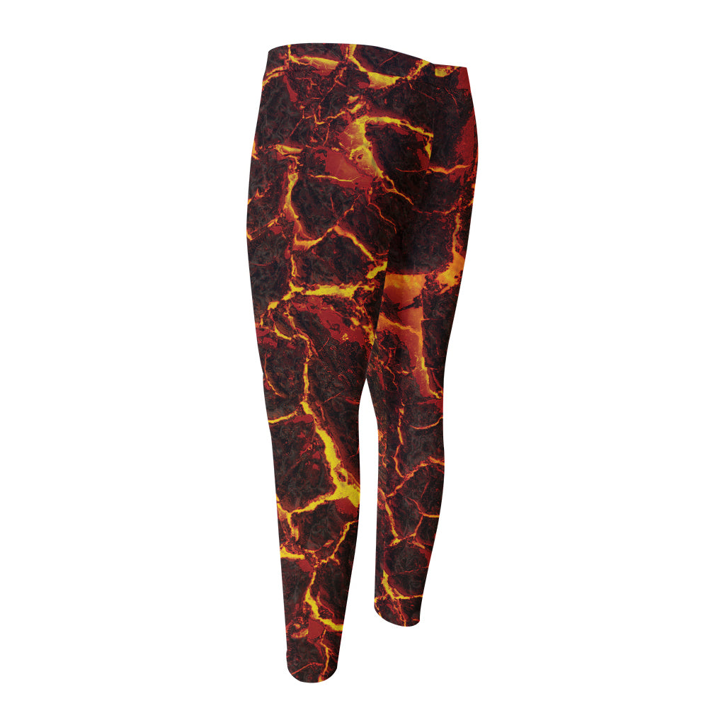 Molten Lava Print Men's Compression Pants