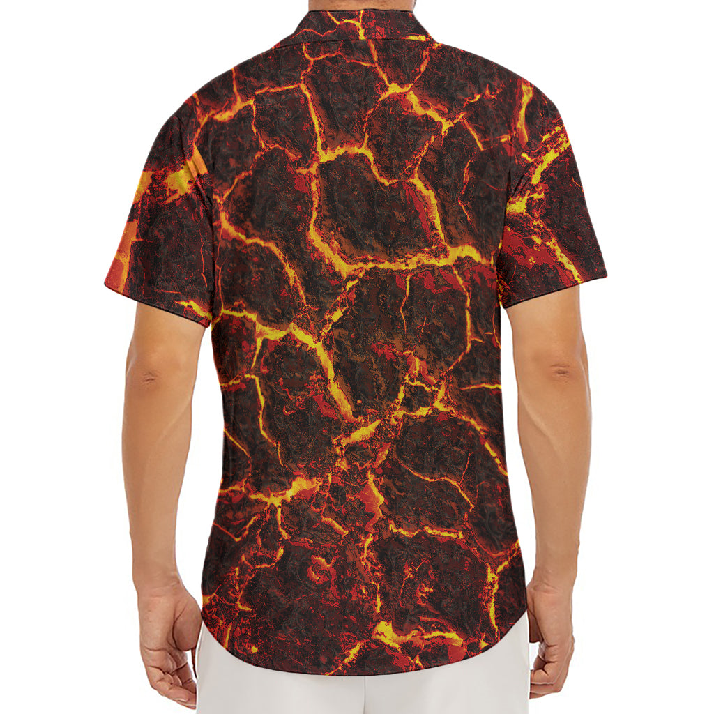 Molten Lava Print Men's Deep V-Neck Shirt