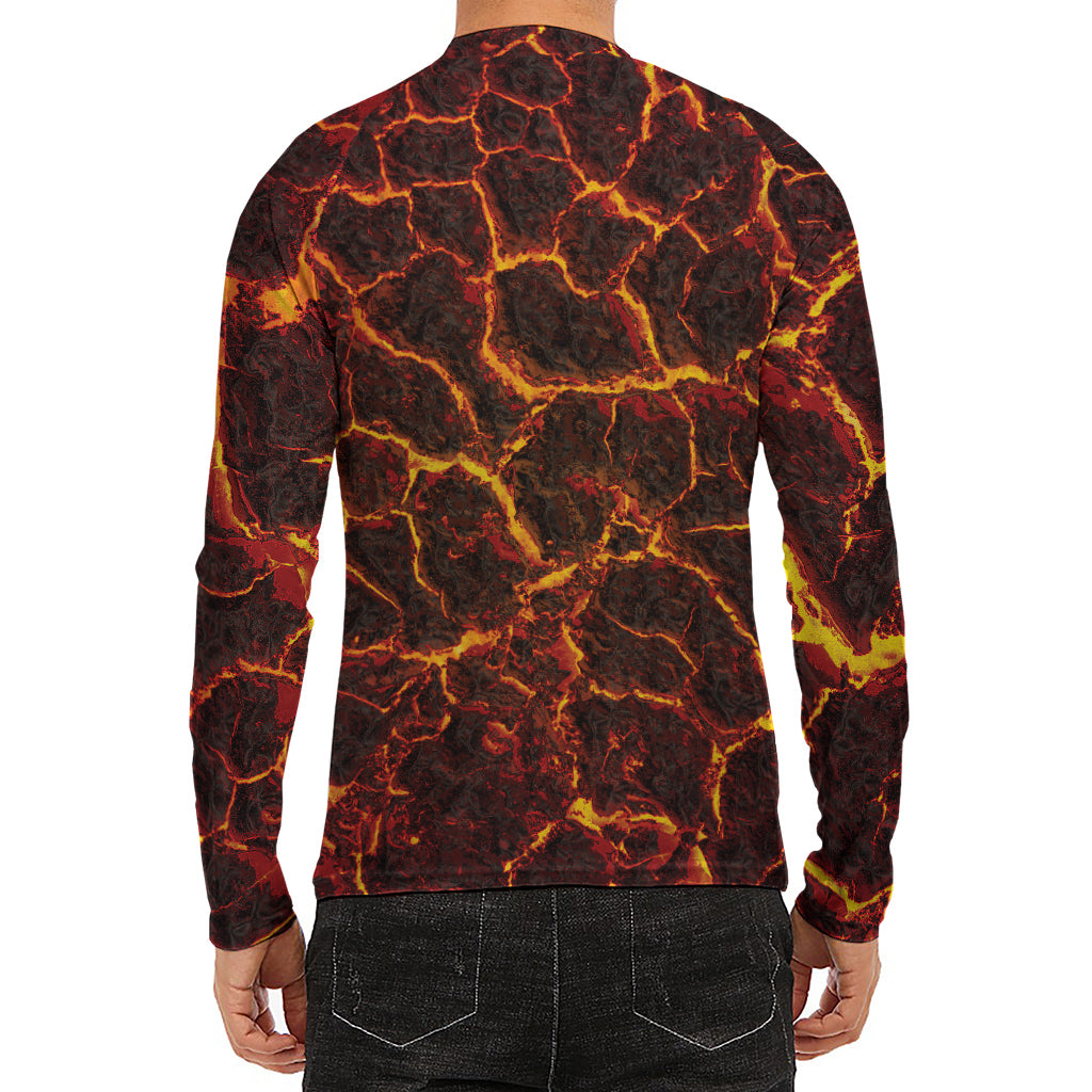 Molten Lava Print Men's Long Sleeve Rash Guard