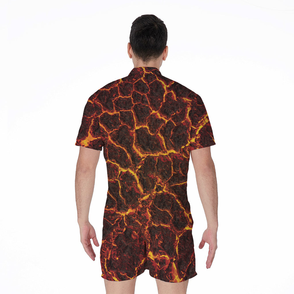 Molten Lava Print Men's Rompers