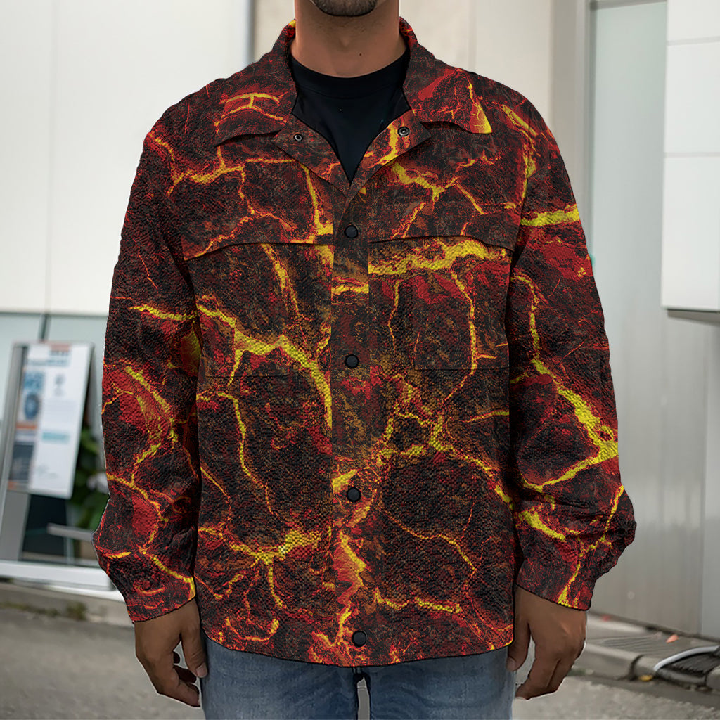 Molten Lava Print Men's Shirt Jacket