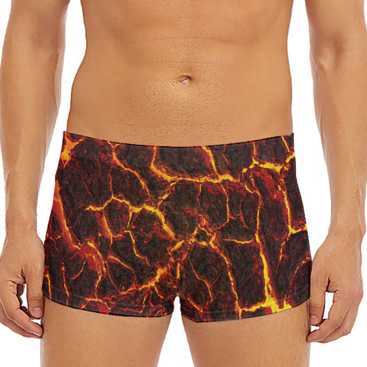 Molten Lava Print Men's Short Boxer Briefs