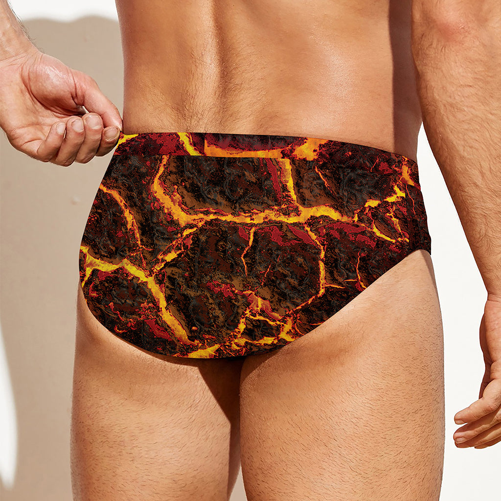 Molten Lava Print Men's Swim Briefs