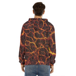 Molten Lava Print Men's Velvet Pullover Hoodie