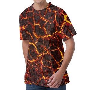 Molten Lava Print Men's Velvet T-Shirt