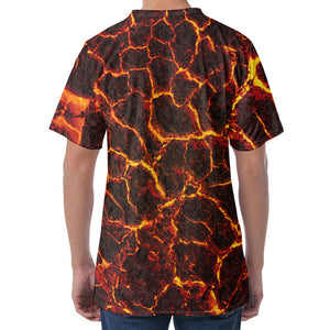 Molten Lava Print Men's Velvet T-Shirt