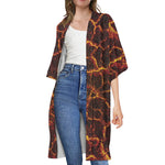 Molten Lava Print Open Front Beach Cover Up