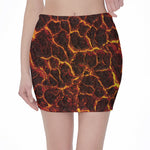 Molten Lava Print Pencil Mini Skirt