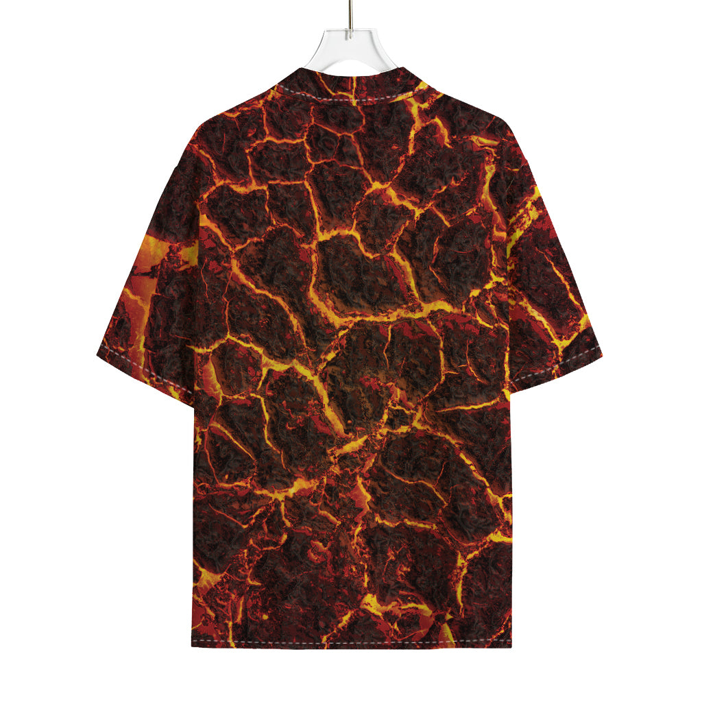 Molten Lava Print Rayon Hawaiian Shirt