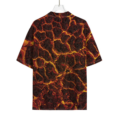 Molten Lava Print Rayon Hawaiian Shirt