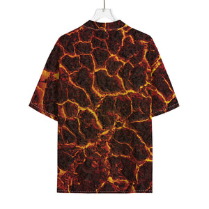 Molten Lava Print Rayon Hawaiian Shirt