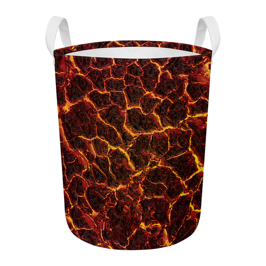 Molten Lava Print Round Laundry Basket