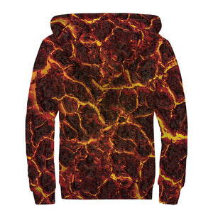 Molten Lava Print Sherpa Lined Zip Up Hoodie