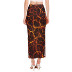 Molten Lava Print Side Slit Maxi Skirt