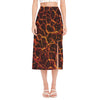 Molten Lava Print Side Slit Midi Skirt