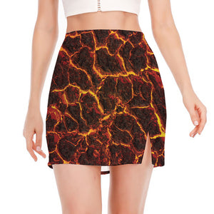 Molten Lava Print Side Slit Mini Skirt