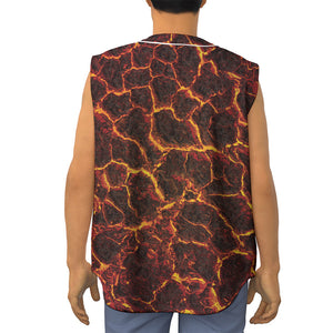 Molten Lava Print Sleeveless Baseball Jersey