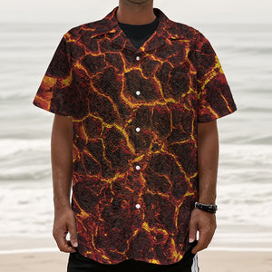 Molten Lava Print Textured Short Sleeve Shirt