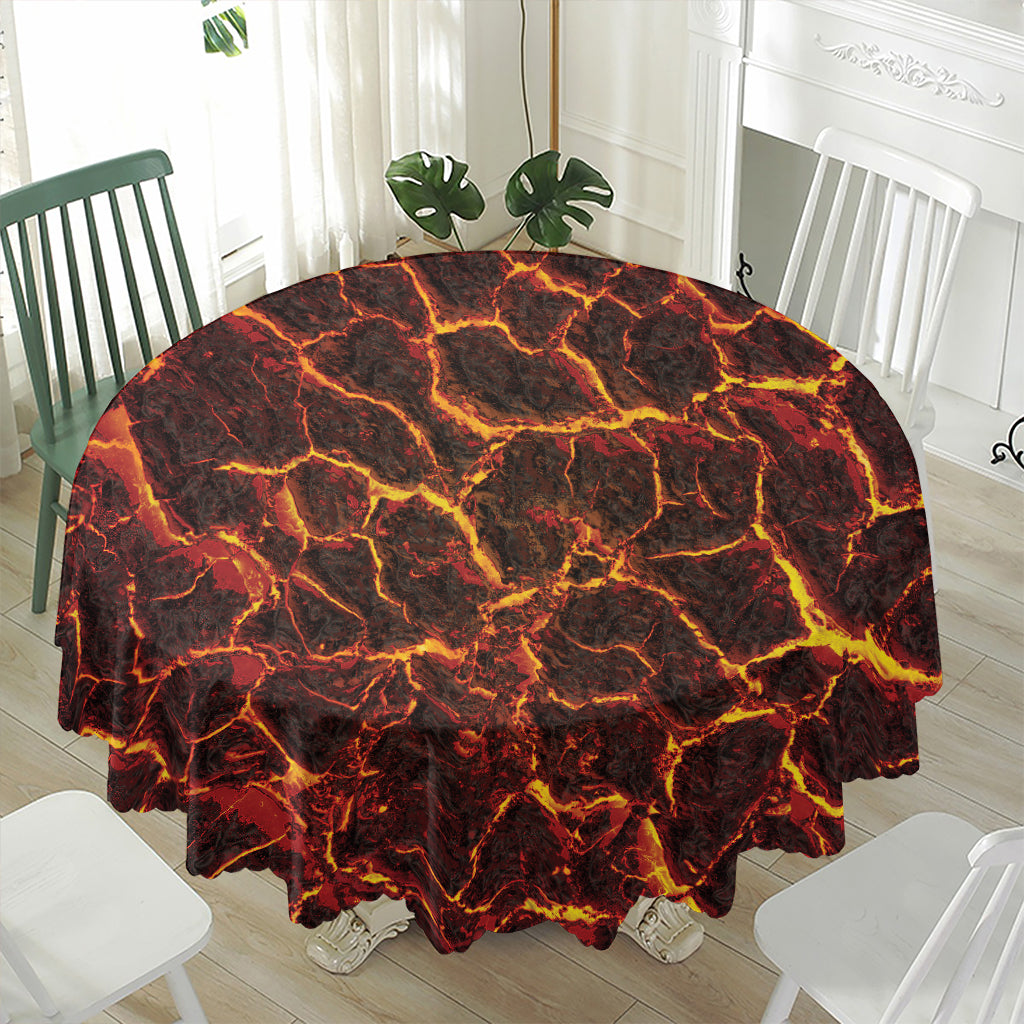 Molten Lava Print Waterproof Round Tablecloth