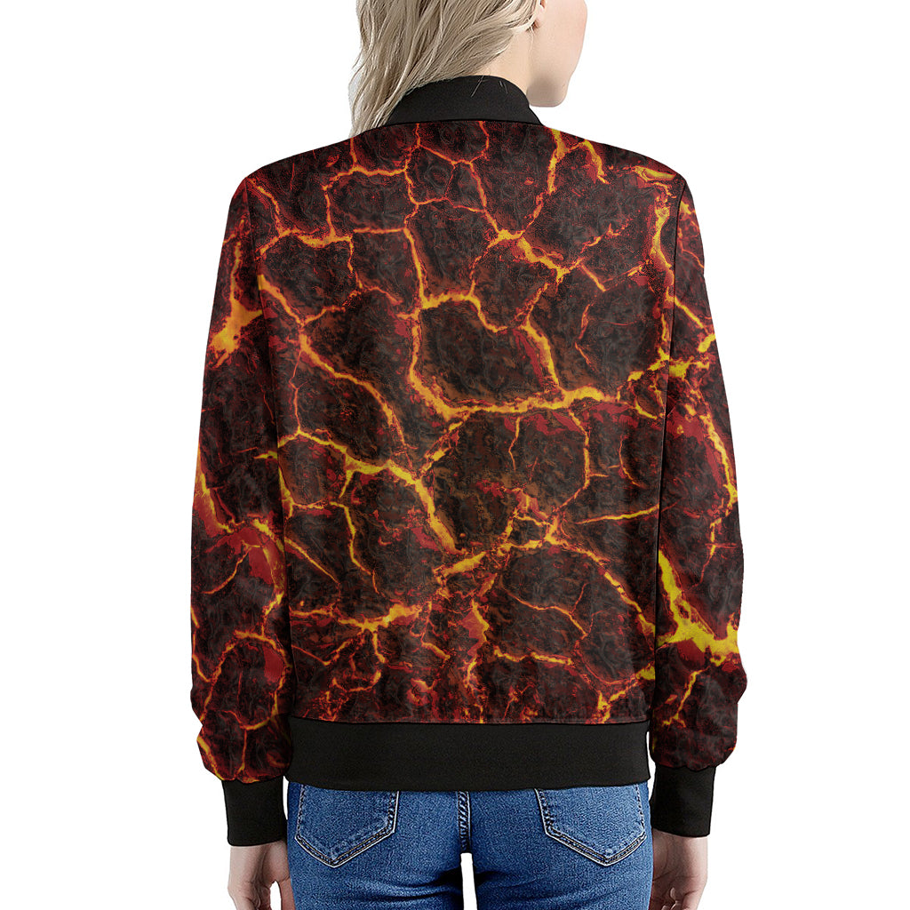 Molten Lava Print Women's Bomber Jacket