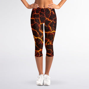 Molten Lava Print Women's Capri Leggings