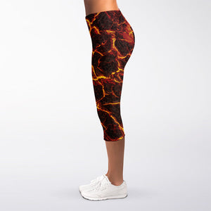 Molten Lava Print Women's Capri Leggings