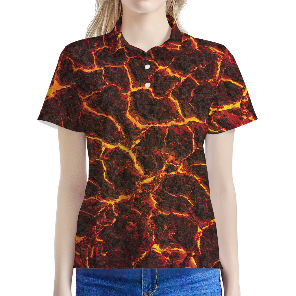 Molten Lava Print Women's Polo Shirt