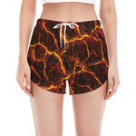 Molten Lava Print Women's Split Running Shorts