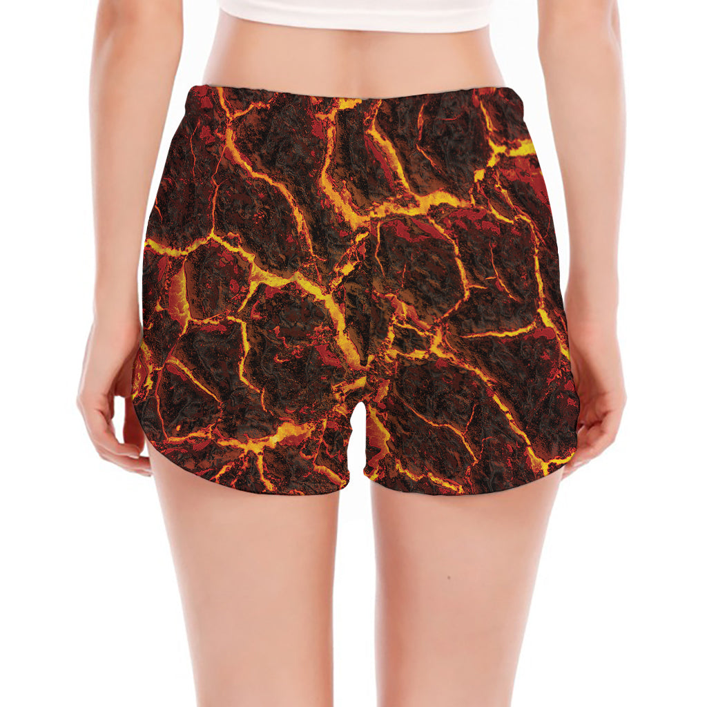 Molten Lava Print Women's Split Running Shorts